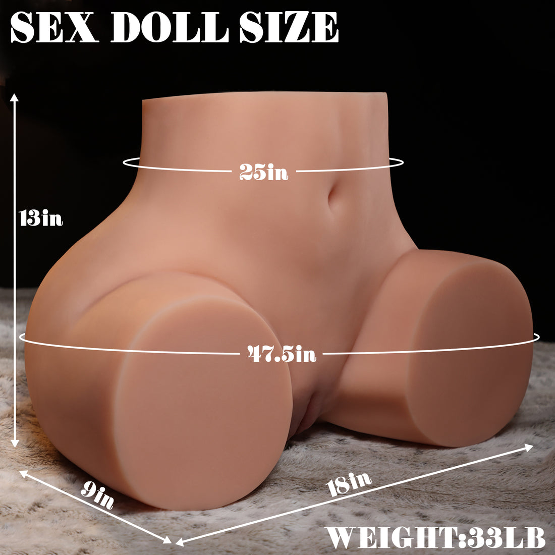 33LB Life Size Sex Doll with Big Ass, Realistic Pussy, Tight Anal and Deep Vagina for Male Masturbation